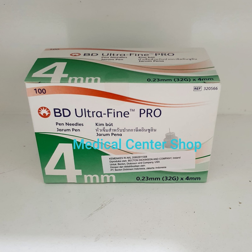 jarum insulin bd ultrafine 32g 4mm (0.23 x 4mm) PRO bd Box isi 100 pcs