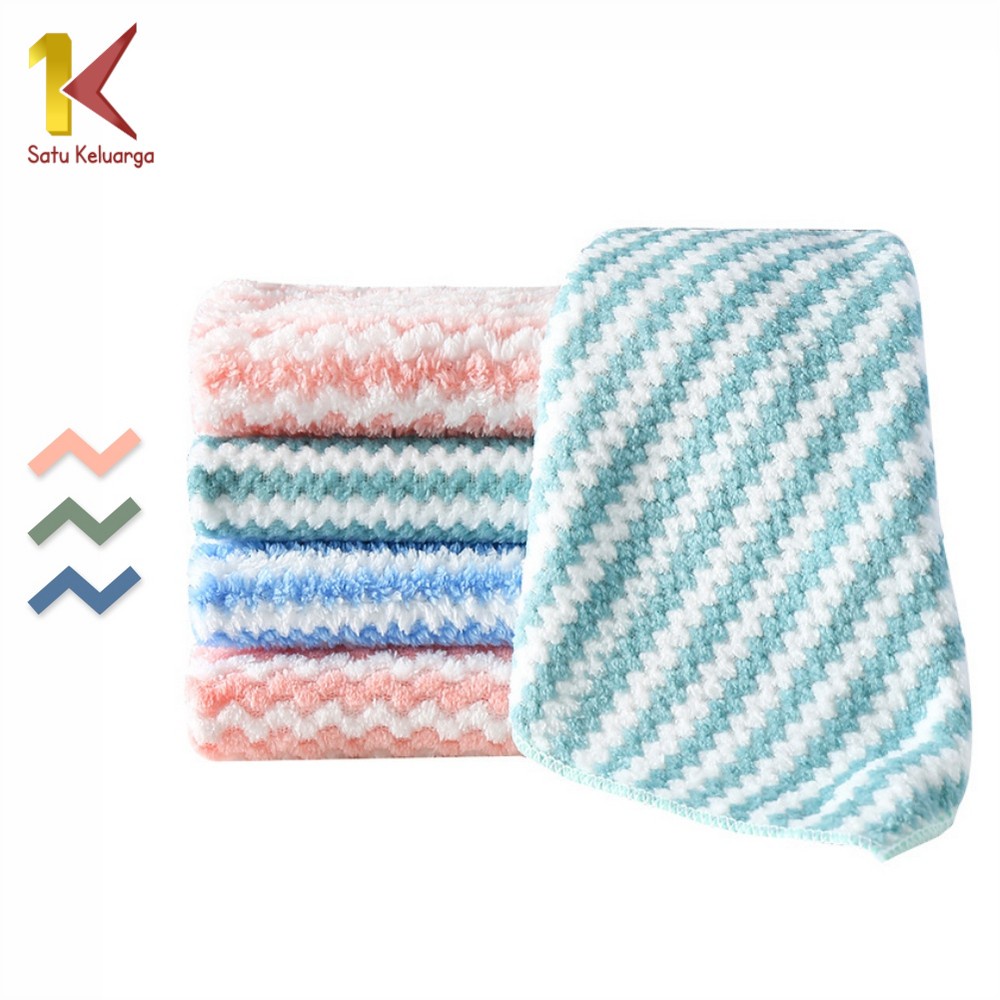Satu Keluarga Kain Lap Dapur Meja Piring Anti Minyak C561 Lap Dapur Microfiber Serap Air Bahan Coral