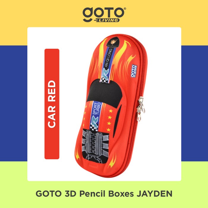 

NEW Goto Jayden Kotak Pensil Anak Tempat Alat Tulis 3D Karakter Timbul - CAR RED