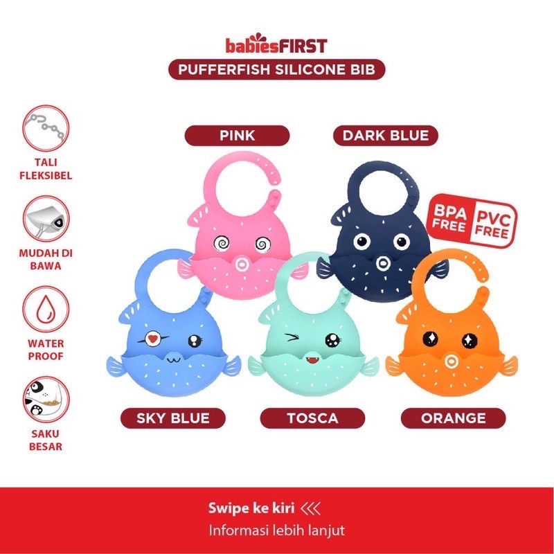 BabiesFirst Silicone Baby Bib / Celemek Makan Bayi / Slabber Karet Anak / Celemek Bayi 6month+