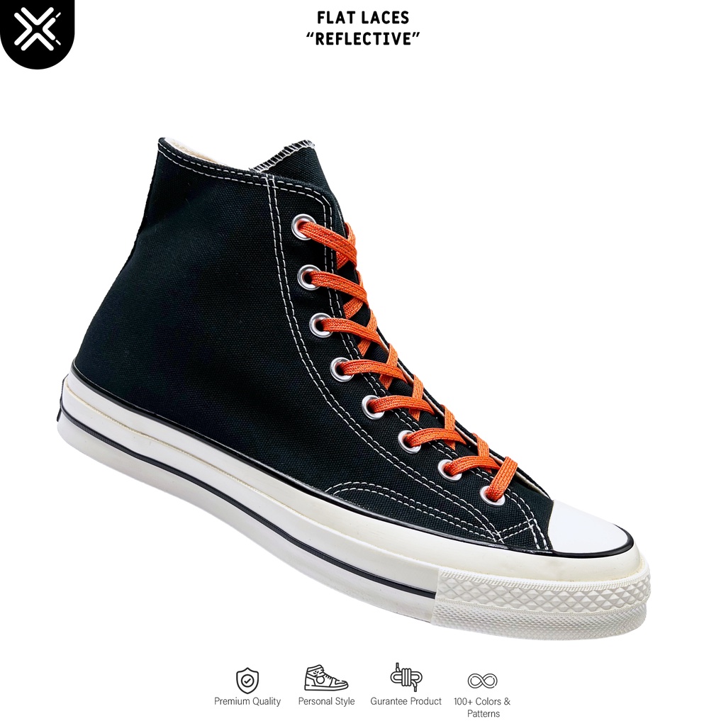 TALI SEPATU REFLECTIVE ORANGE | TALI SEPATU BISA MENYALA | PREMIUM SHOELACES