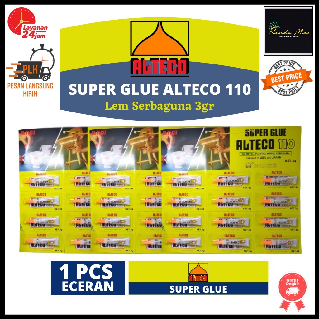 ALTECO Super Glue Lem Alteko 110 Kemasan 3gr Original Perekat Serbaguna
