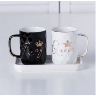 

Unik King Queen Couple Ceramic Mug Luxury / Set Gelas Keramik Mewah Couple Diskon