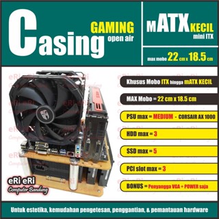 Casing mATX KECIL, ITX / PC Komputer GAMING Akrilik Acrylic / BENCHTABE OPEN AIR