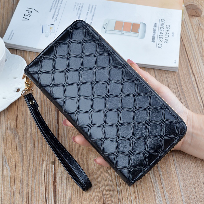 DOMPET PANJANG WANITA PREMIUM 2 RESLETING KULIT HITAM DORAMAR WA612B5 IMPORT MUAT HP TALI PENDEK KARTU UANG KOIN KOREA BRANDED REMAJA KEKINIAN FASHION SIMPLE BATAM