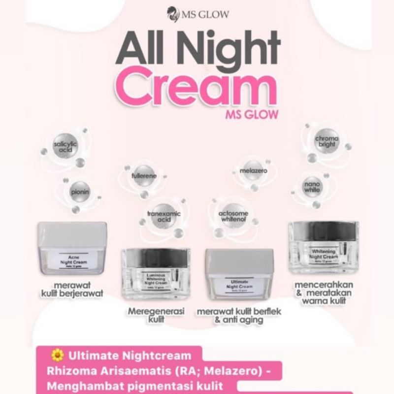 MS GLOW NIGHT CREAM | CREAM MALAM MS GLOW