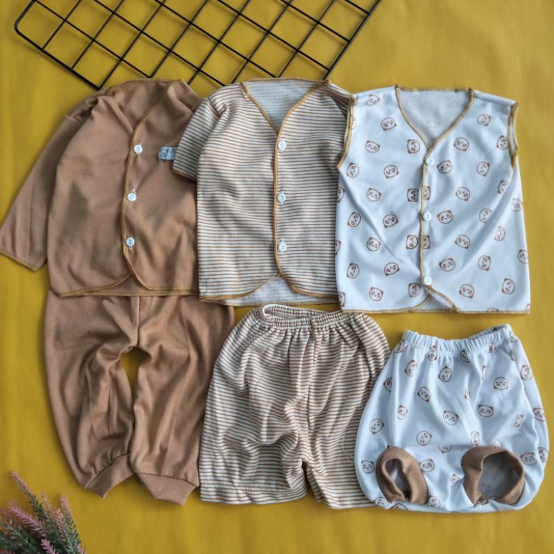 (seri abu) 9 pcs baju bayi sarung tangan kaki kupluk kado bayi perlengkapan baju bayi newborn 0-3 bulan