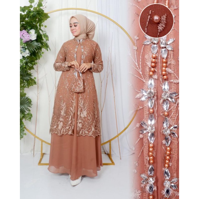 GAMIS CINDERELLA // BAHAN TILLE BORDIR MUTIARA MIX CERUTY // BAJU PESTA // KEBAYA MODERN // KEBAYA WISUDA // By Novie