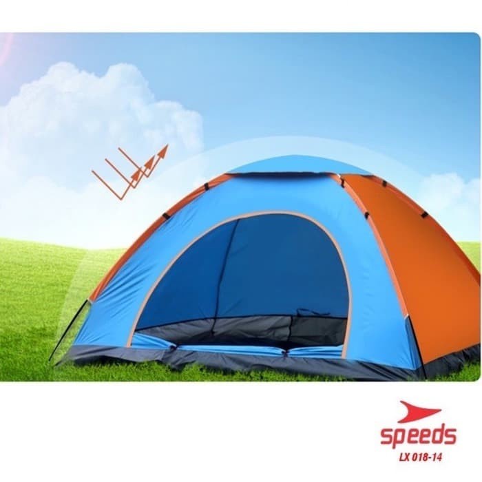 Tenda dome camping Lipat automatis Besar 4-5 orang 200x200cm 18-14 - Biru