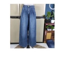 NET GU by uniqlo preloved wideleg wide leg highwaist hw kulot jeans medium blue size M fit to 27-28 