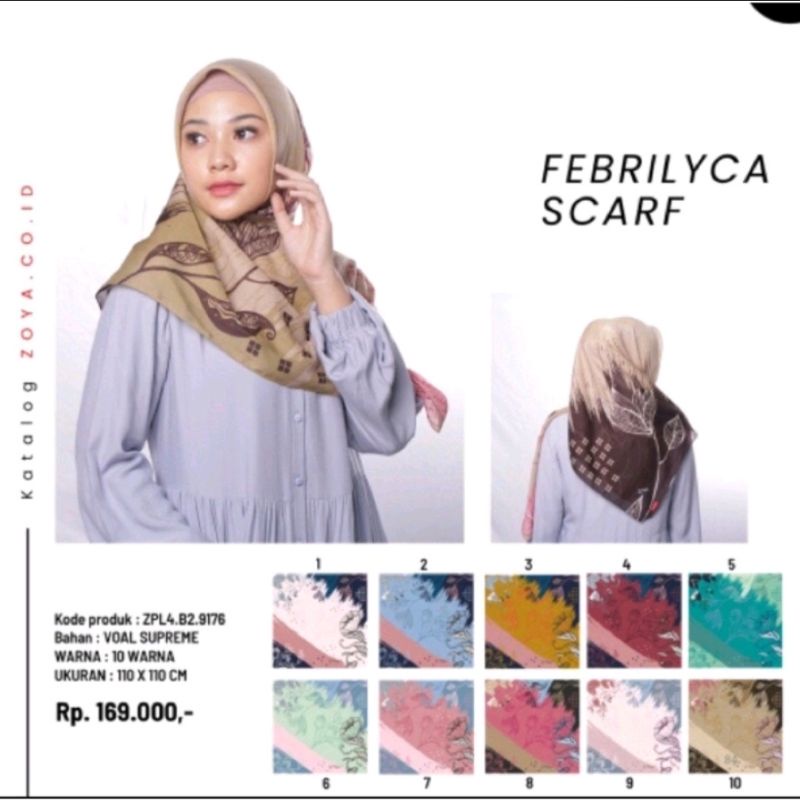 Scarf zoya kerudung hijab segiempat motif febrylica