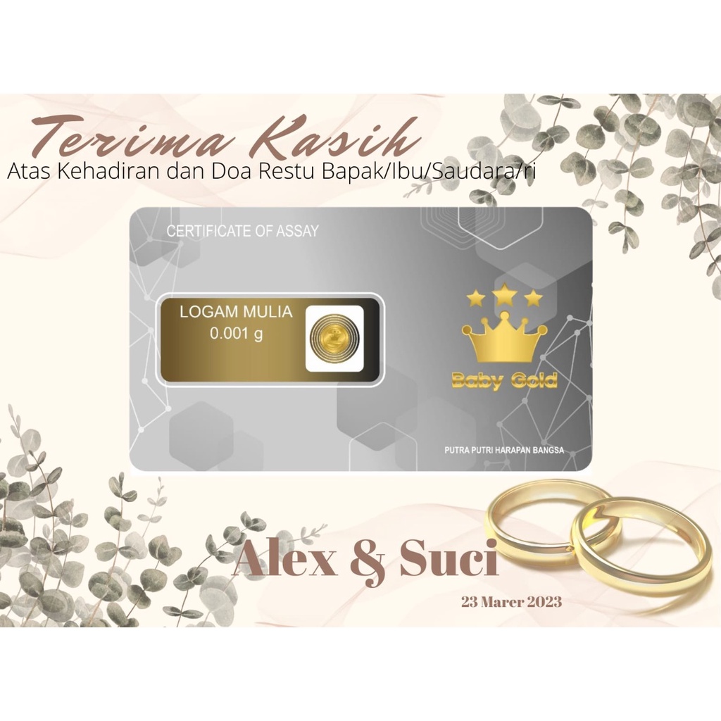 ( TAMBAHAN Kemasan )Souvenir Custom Wedding Pernikahan Ulang Tahun Hadiah Sunat Congrat EMAS 24K