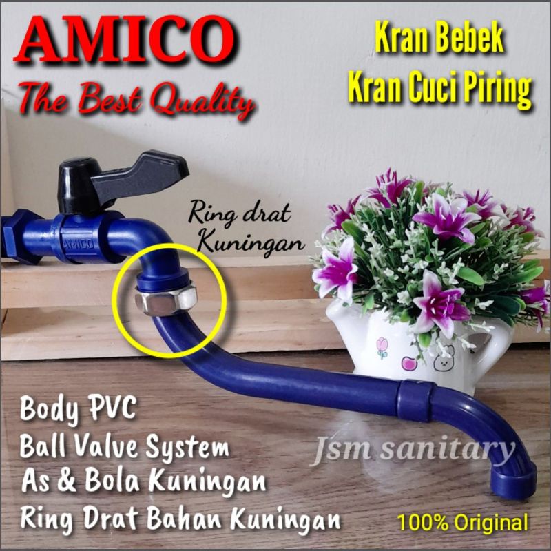 Kran Bebek AMICO bola kuningan / Kran cuci piring leher bebek