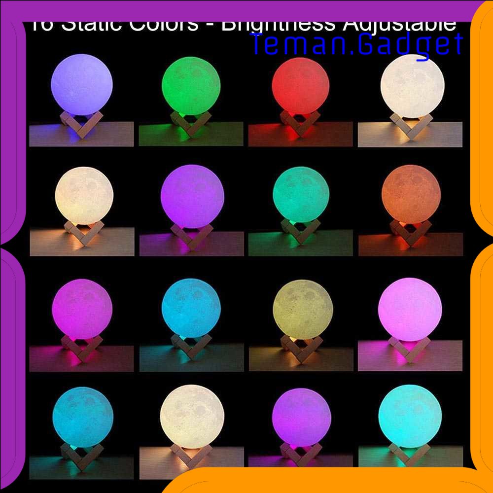 TG-LMP OUIO Lampu Tidur 3D Printed Moon Night Light Lamp 16 Color - OU16