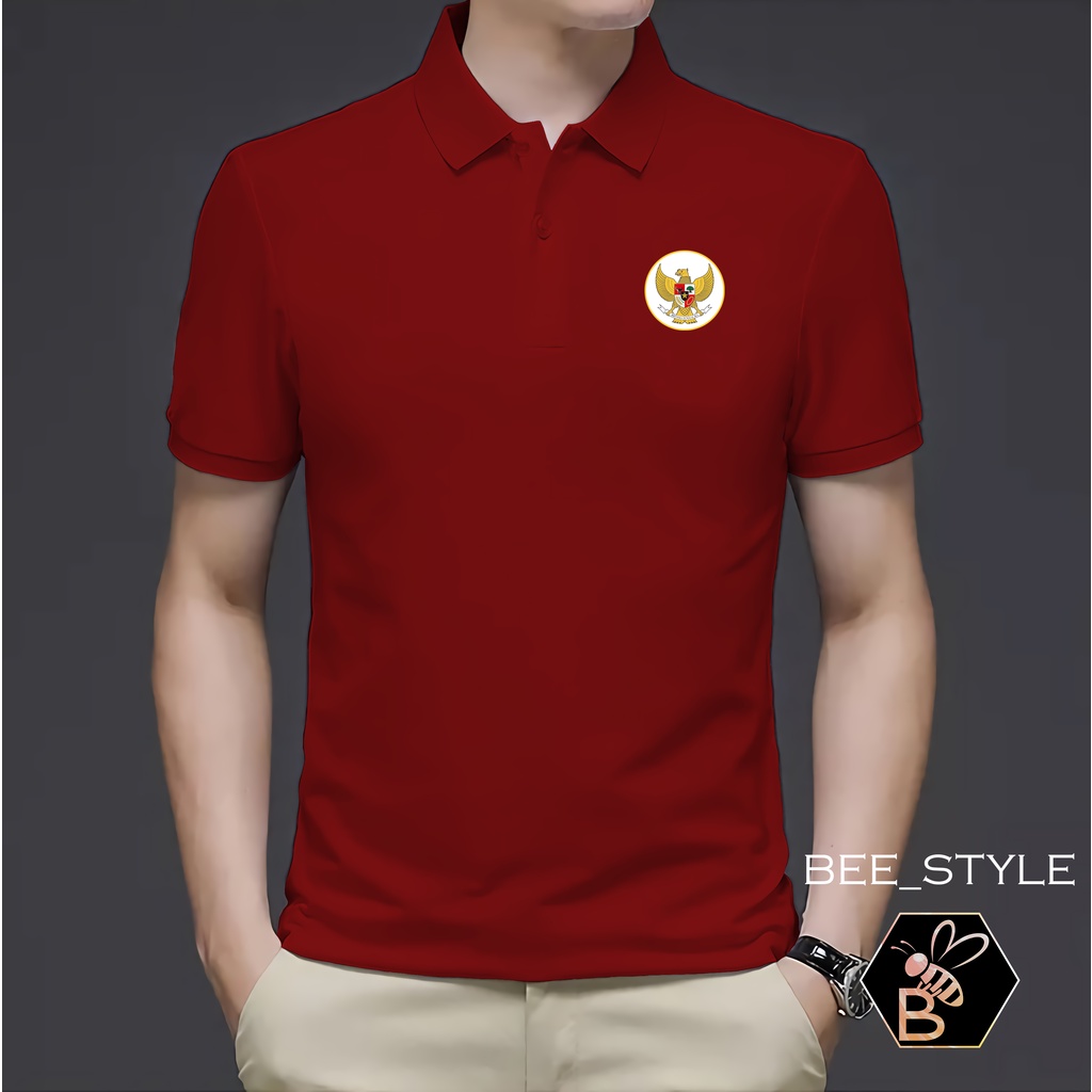 Kaos Kerah Pria Logo Garuda / Kaos Polo Garuda PUTIH / Kaos Pria Polo Shirt