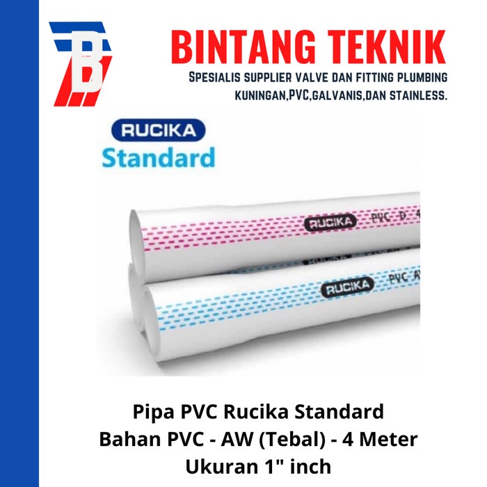 Pipa Pvc Pipa Pvc Rucika Putih 1" Inch Ketebalan Aw (Tebal) 4 Meter