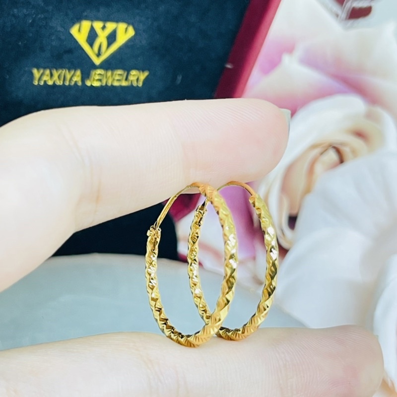 Anting gipsi motif emas yaxiya dewasa 25mm