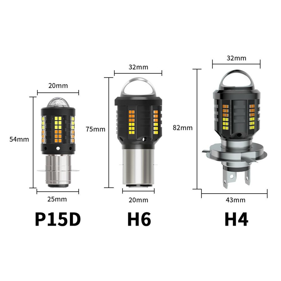 LED LASER P15D H6 H4 2 warna ALIEN D2 Mobil Motor Original BY ADN