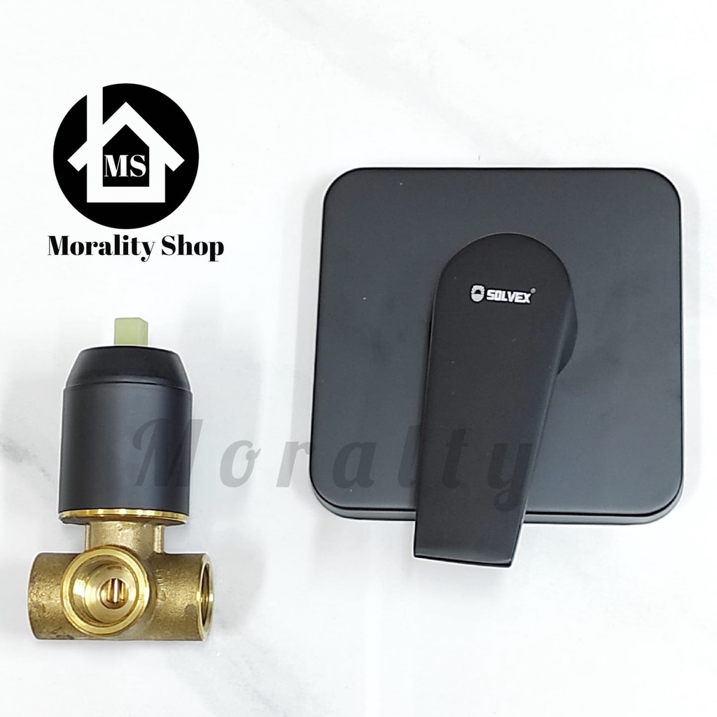 Stop Kran Shower Tanam Panas Dingin Hitam 94B - Stop Keran air Shower Stainless Kotak Brass Valve Shower Mixer BLack