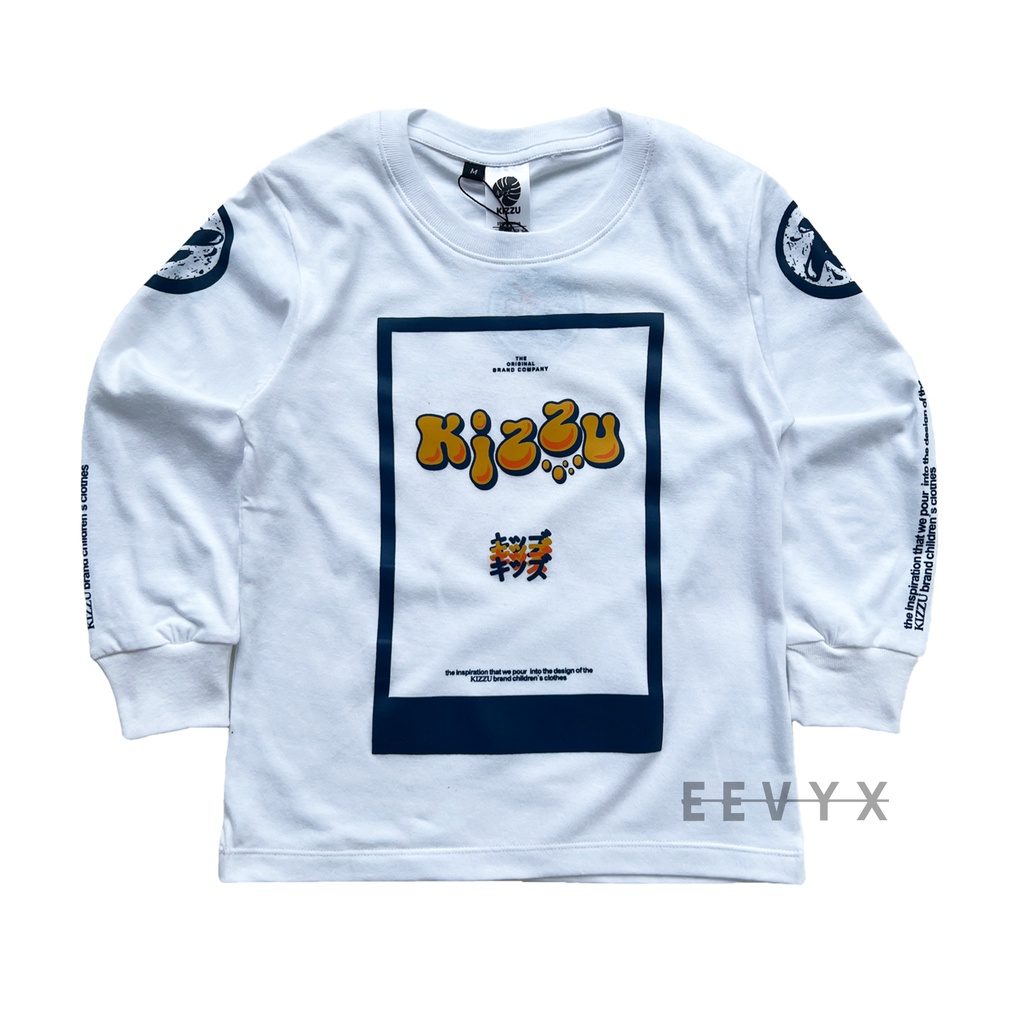 Kizzu Baju Kaos Anak Laki Laki Lengan Panjang Umur 1-12 Tahun - Kotak White - Eevyx Store