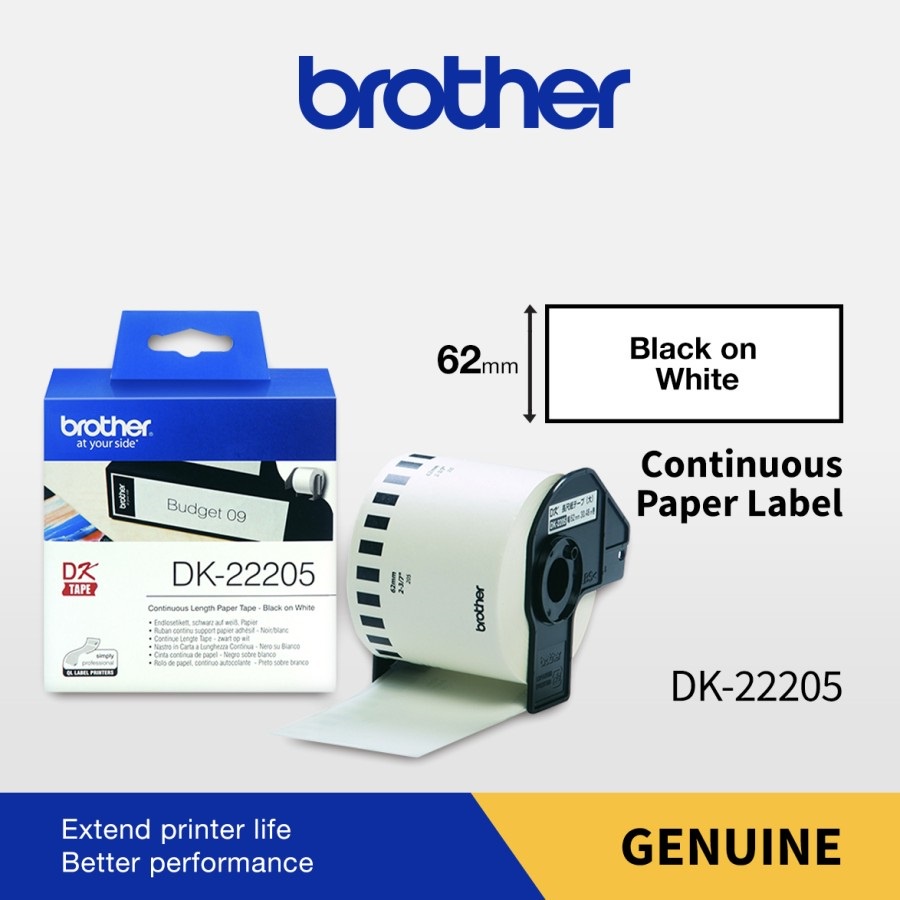 

Brother Label Tape DK-22205 Continuous Length Paper Tape 62mm