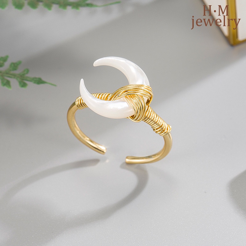 Cincin Terbuka Adjustable Model Tulang Orchid Freesia Formula Crescent Warna Putih Untuk Wanita