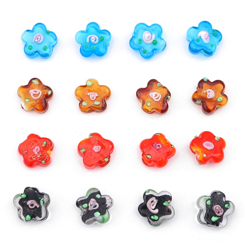 2pcs 14mm Handmade Lampwork Manik-Manik Kaca Bentuk Bunga Beads Charm Untuk Kalung Gelang Anting DIY Membuat Perhiasan Aksesoris