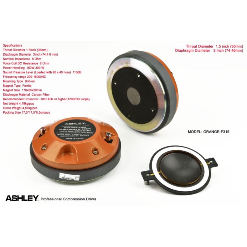 driver tweeter ashley orange f135 f 135 coil 3 inch tweter ashley