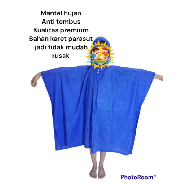 Mantel Hujan Jas Hujan Ponco Bahan Karet Parasut Free Size