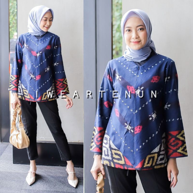 BLOUSE AZZAHRA TENUN KEKININAN, ATASAN BAJU KANTOR, SET COUPLE