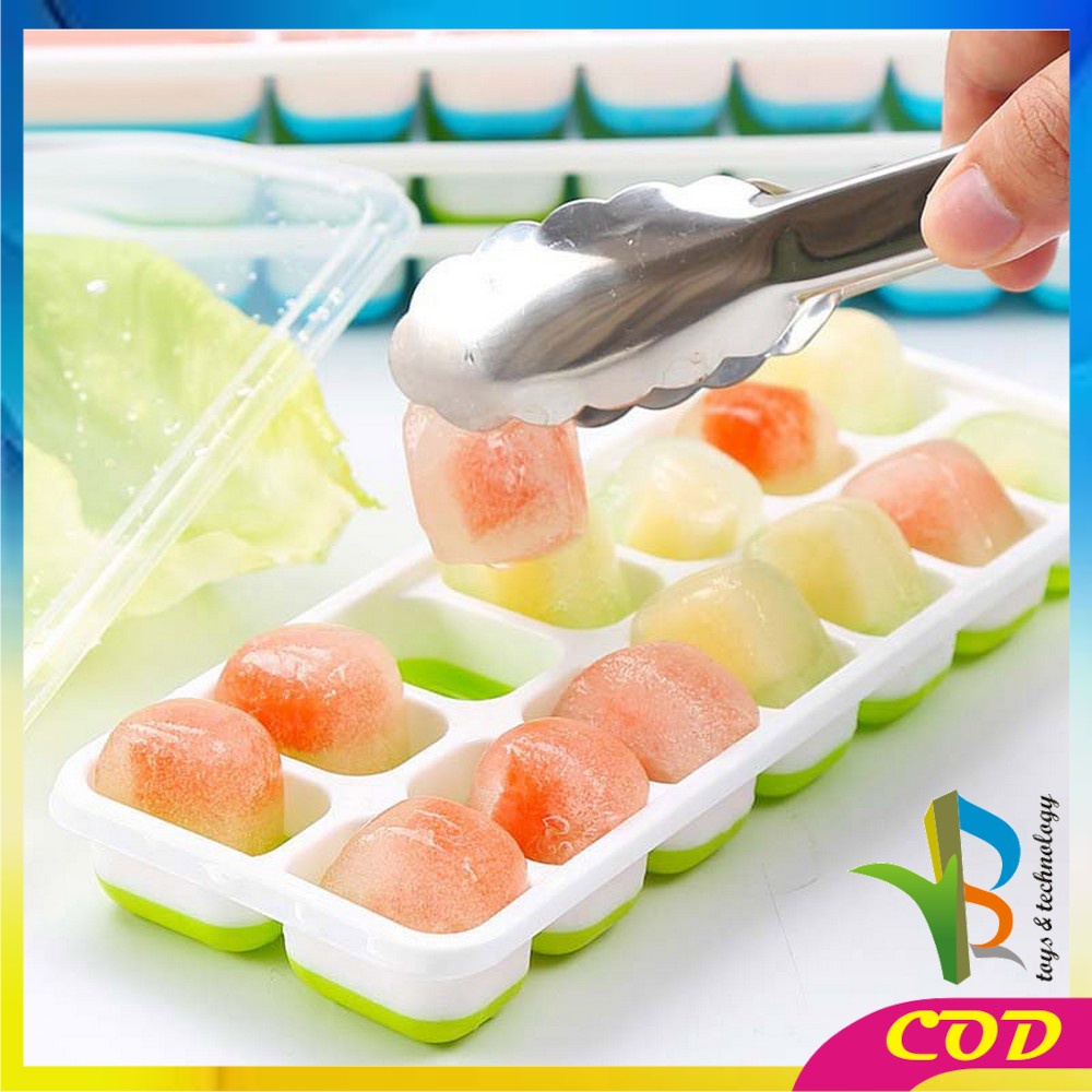 RB-C532 Cetakan Es Batu Dengan Tutup Bentuk Kotak Bahan Silikon Serbaguna / Ice Cube Tray 14 Slot / Cetakan Coklat Pudding Jelly