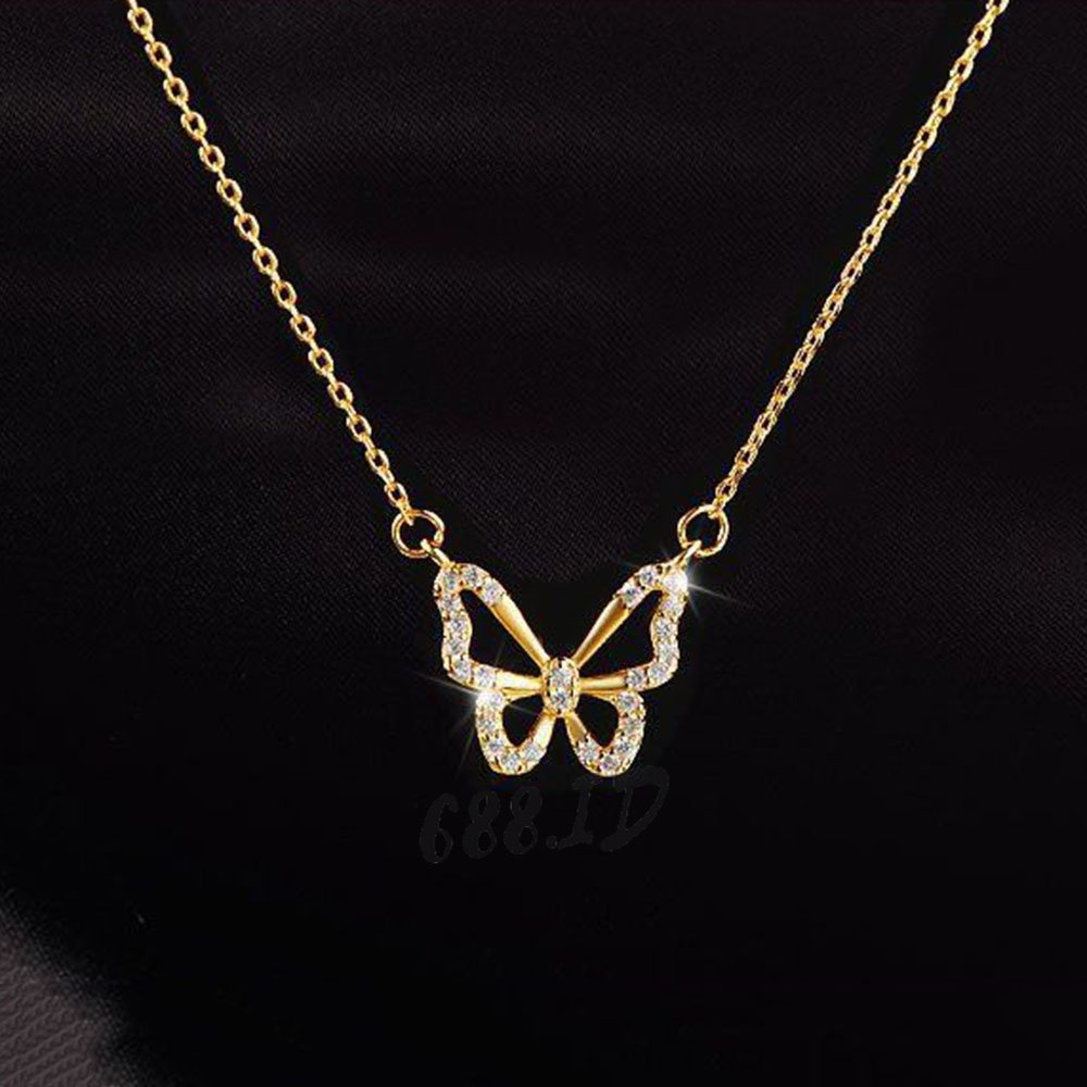 Kalung Wanita Liontin Butterfly Kupu Kupu Rantai Klavikula Titanium Fashion Necklace Gaya Korea Elegan Cantik NL 04
