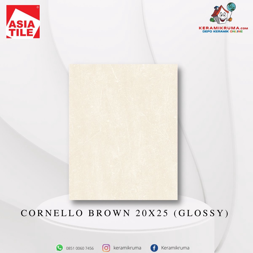 Keramik Dinding Asia Tile 20x25 Cornello Brown Glossy Flat Kilap