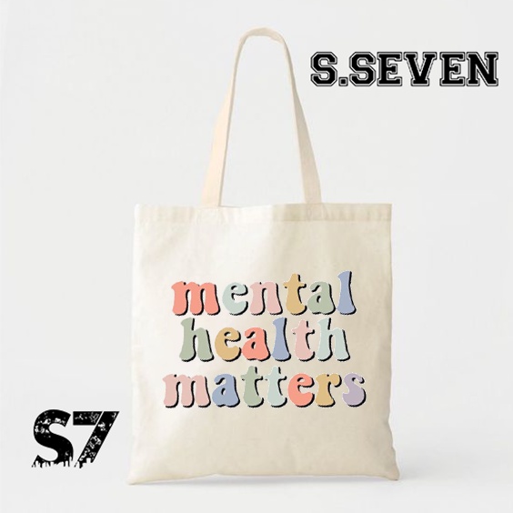 TOTE BAG KANVAS MURAH / TOTE BAG WANITA / TOTE BAG MOTIF MOTIVASI MENTAL HEALTY