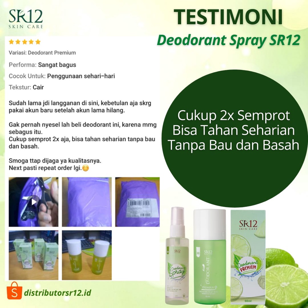 Deodorant Spray SR12 Herbal Ampuh atasi Bau Badan Keringat Berlebih Mencerahkan Ketiak BPOM 60 ml