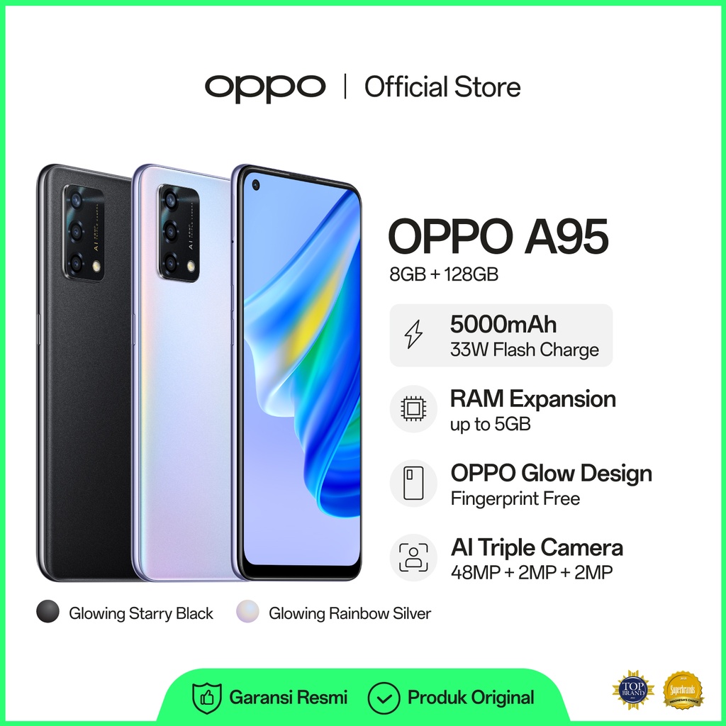 Jual OPPO A95 8GB/128GB [33W Flash Charge, 5000mAh Battery, NFC, 48MP