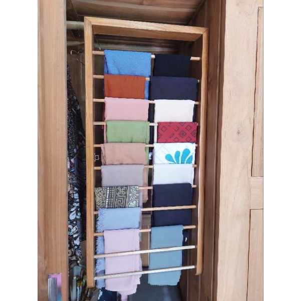 rak hijab kayu jati