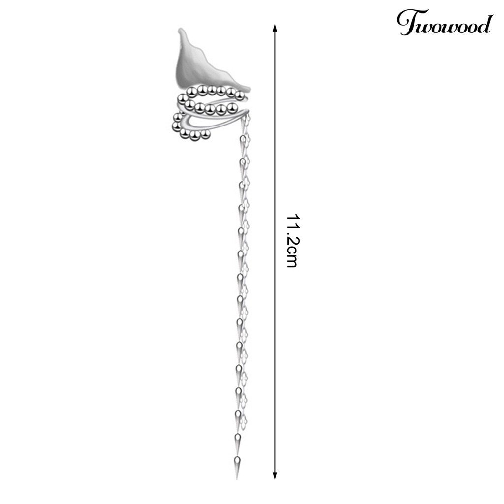 1 Pc Anting Klip Telinga Kanan Bentuk Geometris Model Rumbai Panjang Gaya Gothic Untuk Wanita