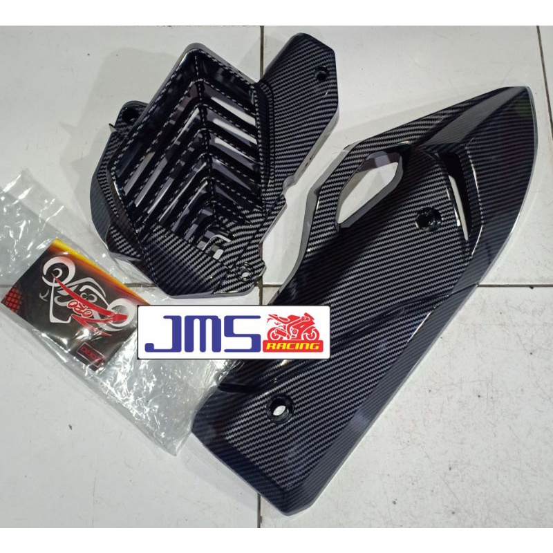 cover tutup carbon knalpot/corong knalpot/cvt plus keong cvt/filter hawa/cover radiator carbon set vario 160 zoro