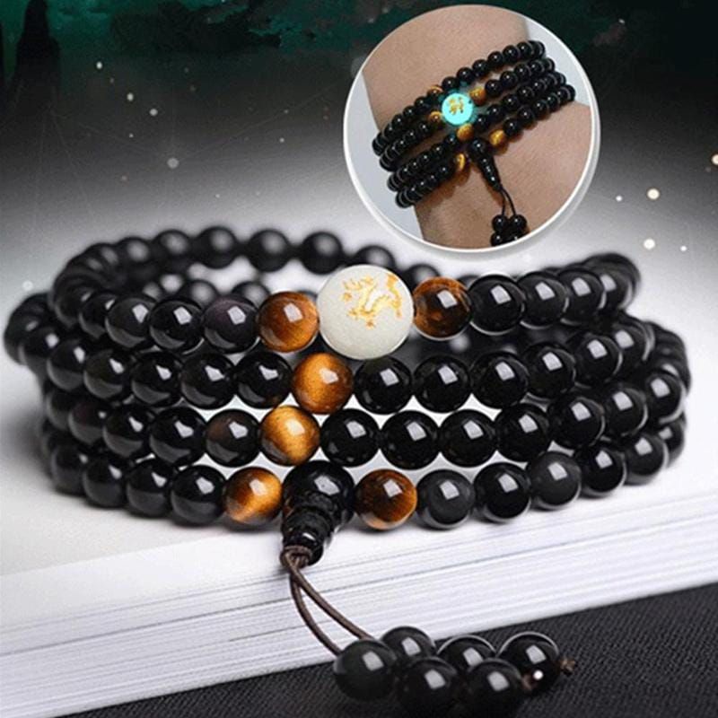 Gelang Doa etnik Tibet Batu Onyx obsidian multilapis  Naga Himalaya.