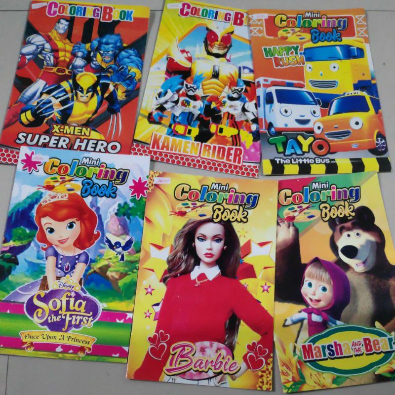 Buku Gambar Mewarnai anak PAUD TK Karakter Kartun Hewan Kendaraan Benda Buah Sayuran