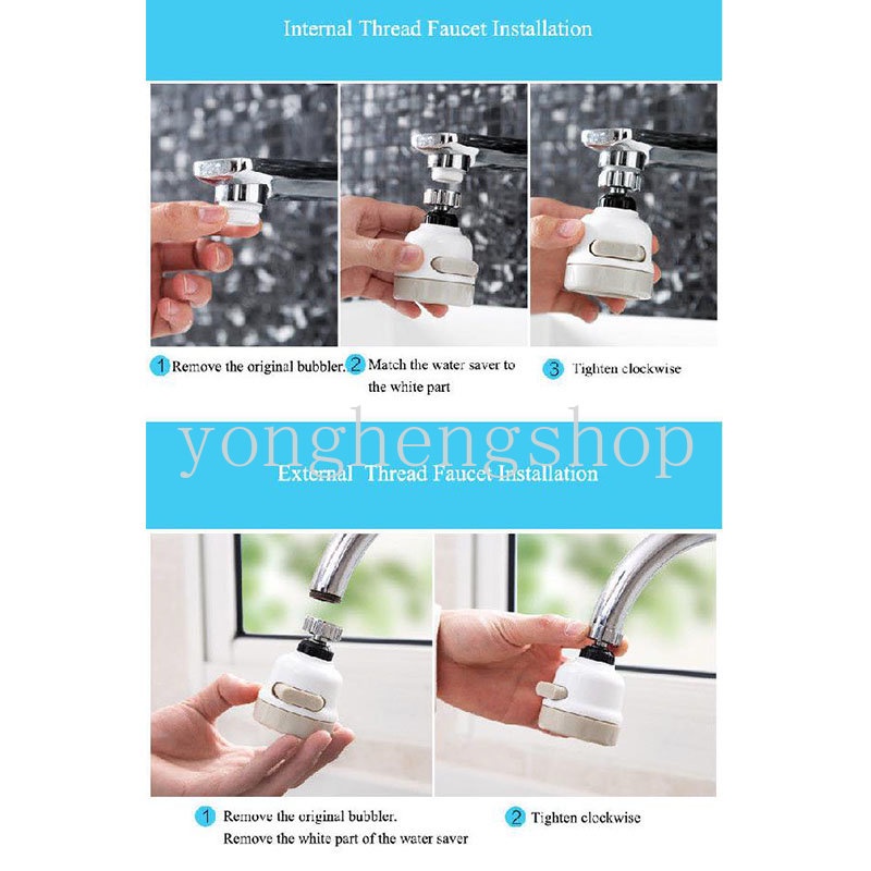 360 Derajat Universal ° Nozzle Adapter Filter Keran Hemat Air Adjustable Dapat Diputar Untuk Dapur
