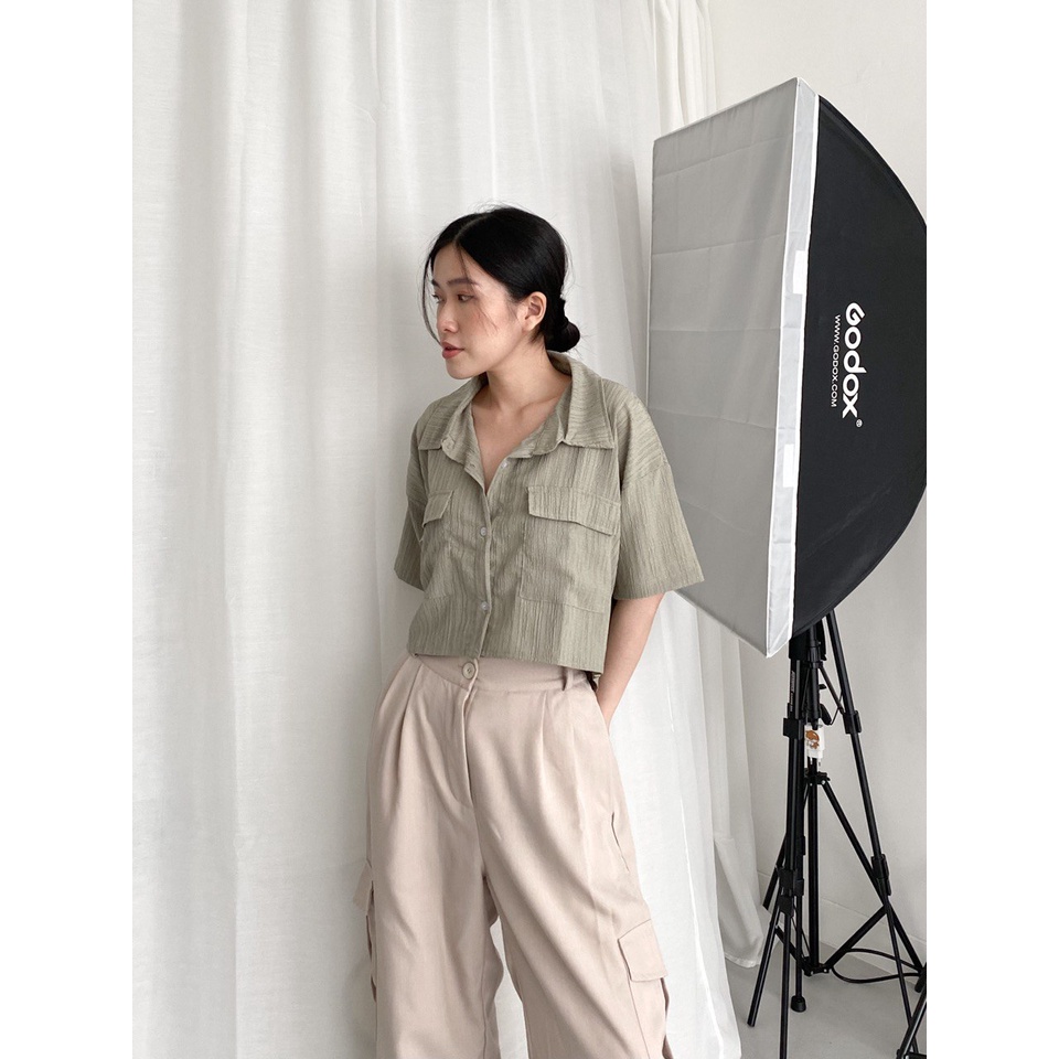 ASOKA Marleen Shirt 2152 - Kemeja Lengan Pendek - Kemeja Crop Top - Kemeja Wanita