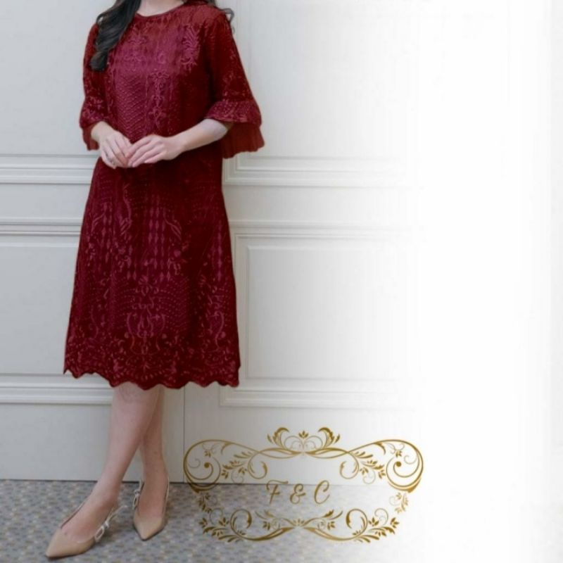 DRESS JULIE / DRESS CANTIK WANITA DEWASA / GAUN BRUKAT NATAL TERBARU