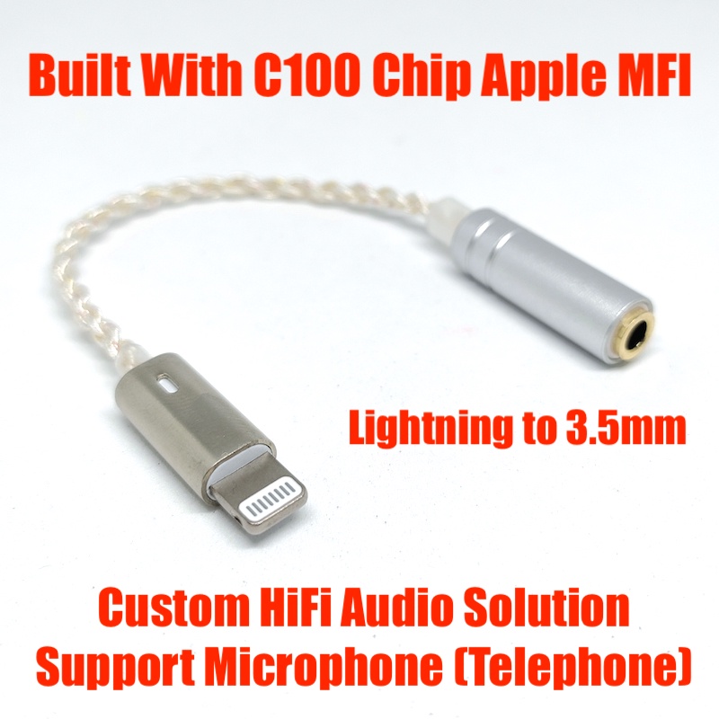 C100 Chip Custom High End Upgrade Cable Adaptor Lightning Jack to 3.5mm