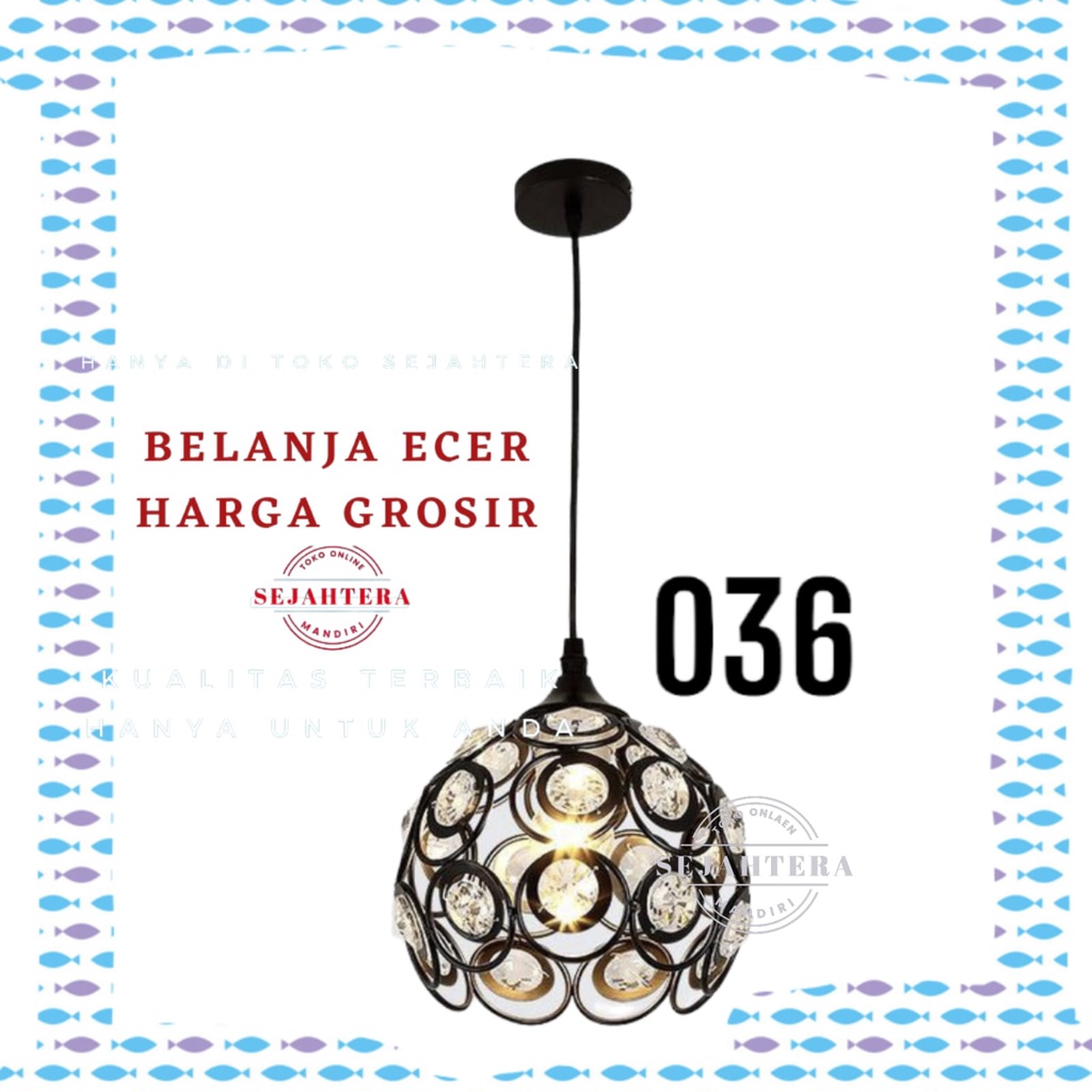 Lampu hias gantung kristal flafon minimalis