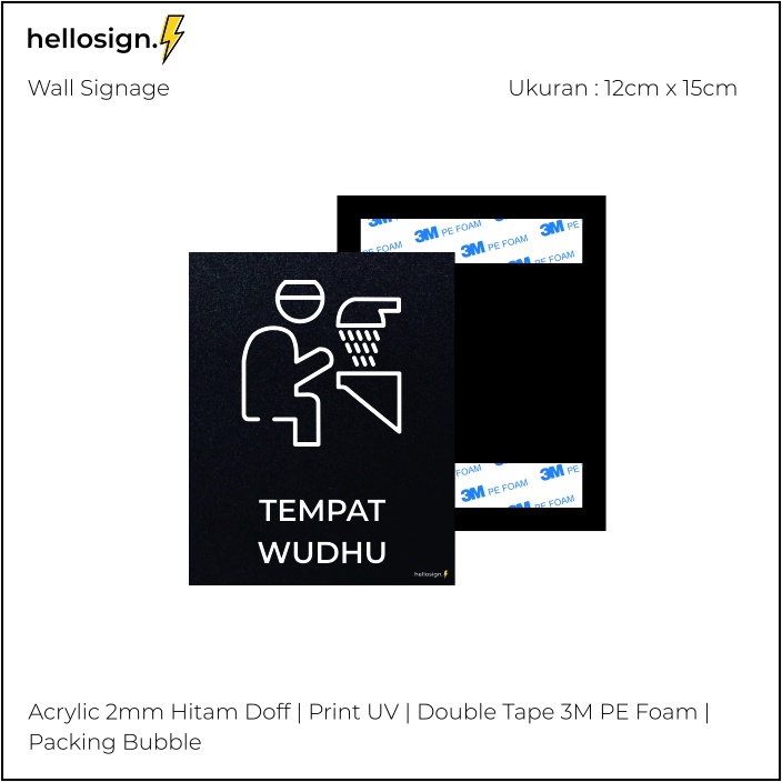 Sign Akrilik TEMPAT WUDHU | Print Papan Nama Tulisan Akrilik | Sign Dinding