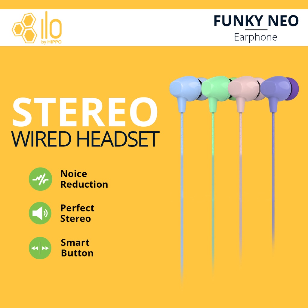 Jual Hippo Handsfree Funky Neo Earphone Stereo Wired Headset | Shopee ...