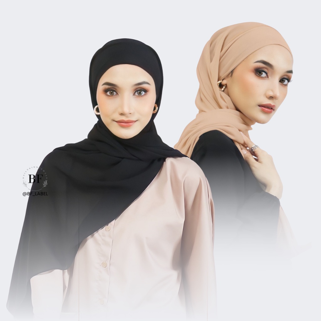 BF Label - Pashmina Instant Malay Tieback Tali Belakang | Pashmin adem murah