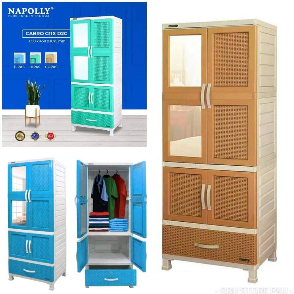 OK Lemari Pakaian Plastik Napolly CABRO-G11X D2C - Hijau Pastel / Biru Pastel / Coklat Pastel
